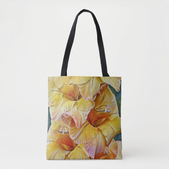 Tote Bag Gladiolus jaune or Fleurs Art Fourre-tout (Devant)