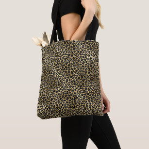 Tote Bag Glam Black et Gold Leopard Spots Patternes