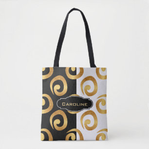 Tote Bag Glam Golden Curs avec Monogramme personnalisé