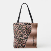 Tote Bag Glam Leopard Spots Rose Gold Black Metallic Nom (Dos)