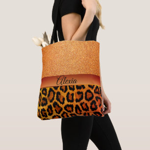 Tote Bag Glam Orange et Gold Leopard