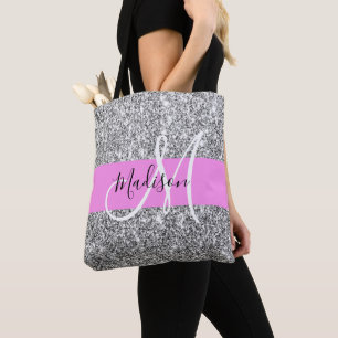 Tote Bag Glam Pink & Silver Parties scintillant étincelles