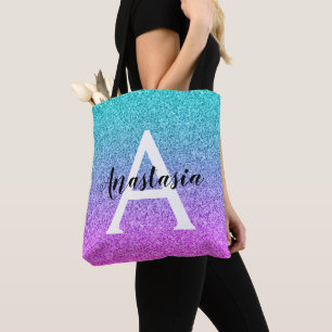Tote Bag Glam Purple Aqua Parties scintillant étincelante M