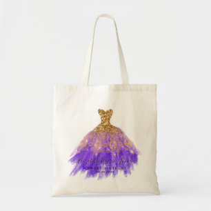 Tote Bag Glam Purple Gold Parties scintillant robe étincela