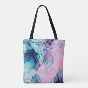 Tote Bag Glamour Moderne Encre Rose Turquoise Ethéré Pourpr
