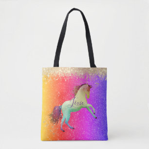 Tote Bag Glittery Rainbow Unicorn