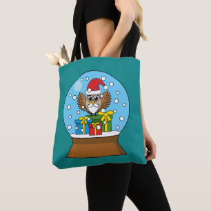 Tote Bag Globe des neiges avec Chouette du Père Noël