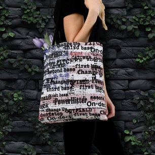 Tote Bag Gloire du baseball   Mots de drapeau américain gru