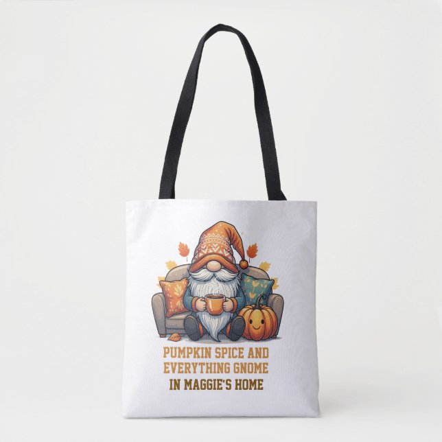 Tote Bag Gnome à la maison confortable - design citrouille (Devant)