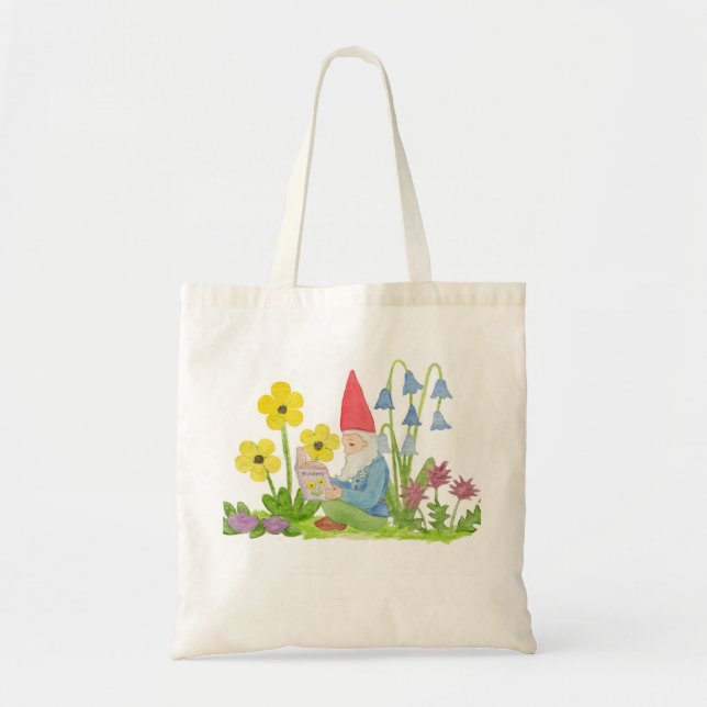 Tote Bag Gnome avec le cartable de fleur (Devant)
