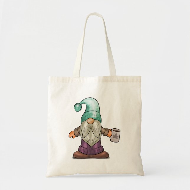 Tote Bag Gnome de automne mignonne avec Mug de café (Devant)