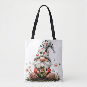 Tote Bag Gnome de printemps floral