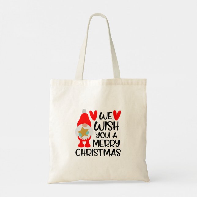 Tote Bag Gnome Whimsical - Joyeux Coeurs de Noël (Dos)
