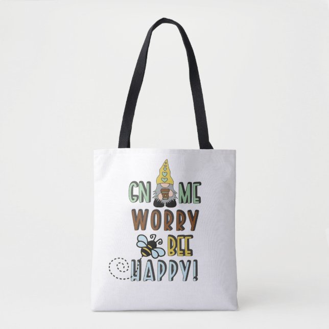 Tote Bag Gnome Worry Bee Happy ! (Devant)