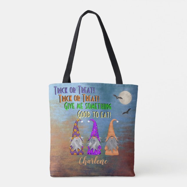 Tote Bag Gnomes rustiques Go Trick or Treking (Dos)