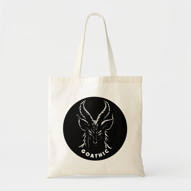 Tote Bag Goathic | Pun gothique | Bouc satanique (Devant)