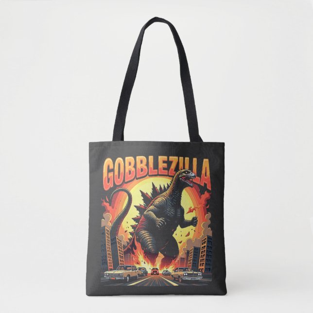 Tote Bag Gobblezilla Éffrayant Turquie Thanksgiving Gobble (Devant)