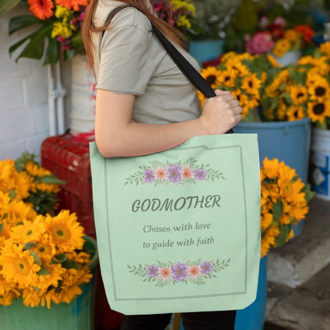 Tote Bag GODMOTHER Choisi avec amour guide avec foi (Créateur téléchargé)