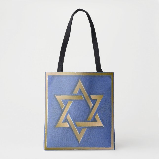 Tote Bag Gold Blue Star de David Art Panel (Devant)