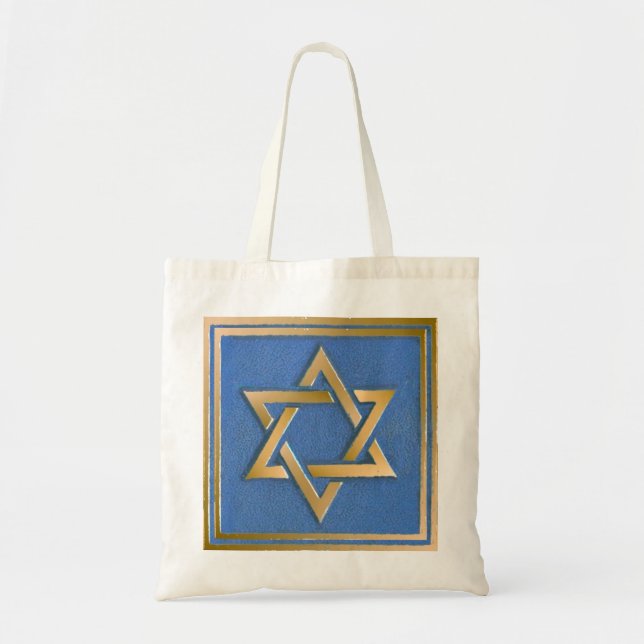 Tote Bag Gold Blue Star de David Art Panel (Devant)