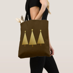 Tote Bag Gold Faux Metallic Arbre de Noël moderne