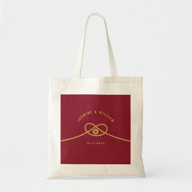 Tote Bag Gold Knot Union Double Bonheur Mariage chinois (Devant)