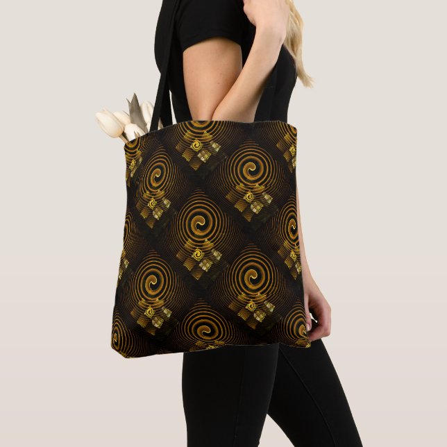 Tote Bag Gold Modern Boho Elegant Abstract Art Pattern #502 (De près)