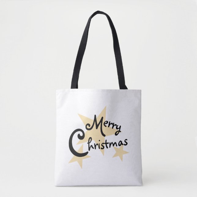 Tote Bag Gold Star sur White Joyer Christmas (Devant)
