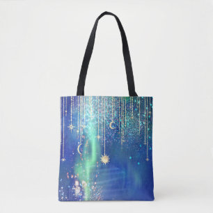 Tote Bag *~* Gold Sun Stars Sparkle Moon Celestial Universe
