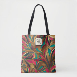 Tote Bag Gold Turquoise et Ruby Splash