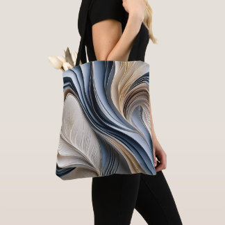 Tote Bag Golden Air - Bleu doux et or coulant abstrait