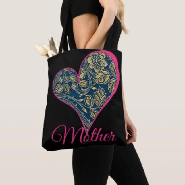 Tote Bag Golden Blue Elegance  (Chic tote bag for Mom—perfect for errands, shopping, and showing love this Mother’s Day.
)