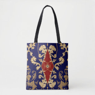 Tote Bag Golden Damask motif sans soudure. Vintage indienne