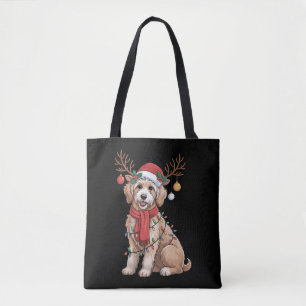 Tote Bag Golden Doodle Magnifique Renne Arbre de Noël