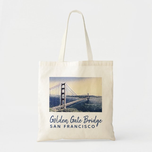 Tote Bag Golden Gate Bridge San Francisco Watercolor Art (Devant)