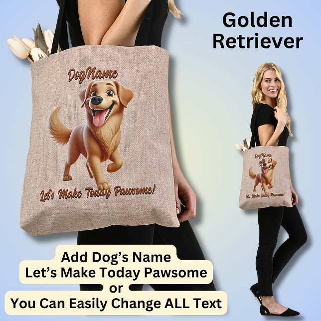 Tote Bag Golden Retriever - Ajouter le nom du chien, modifi (Créateur téléchargé)