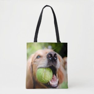 Tote Bag Golden Retriever Avec Le Bal De Tennis