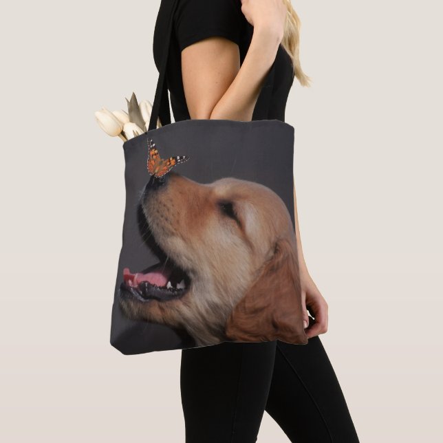 Tote Bag Golden retriever avec le papillon sur son nez (De près)