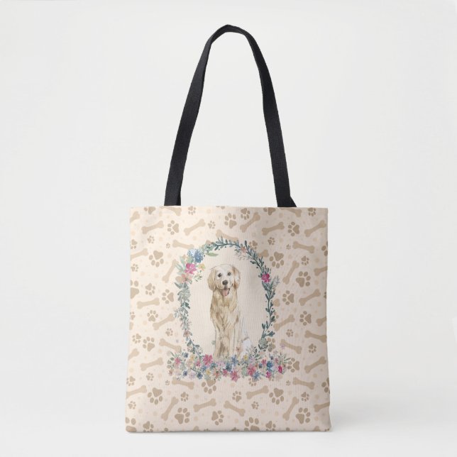 Tote Bag Golden Retriever Chien Empreinte de patte & Chien  (Devant)