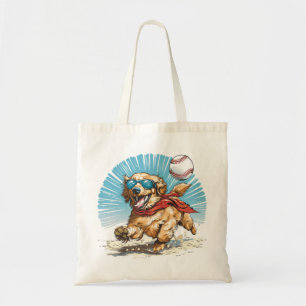 Tote Bag Golden Retriever Chien Jouant Au Baseball
