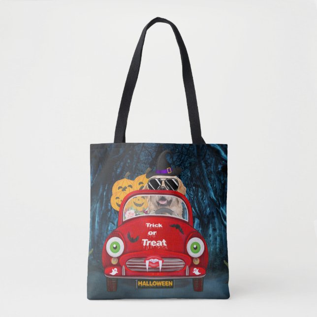 Tote Bag Golden Retriever Chien voiture voiture effrayant H (Devant)