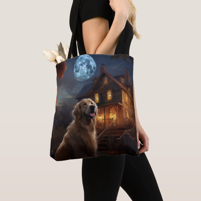 Tote Bag Golden Retriever Halloween Effrayant (De près)