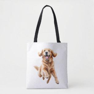 Tote Bag Golden Retriever Joyeux Jouer Fun Jumping En Air
