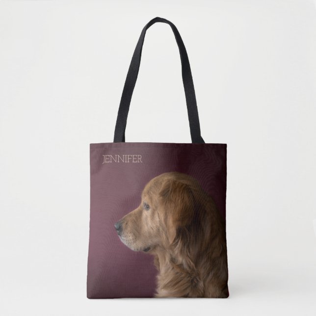 Tote Bag Golden Retriever Nom personnalisé | Chien (Devant)