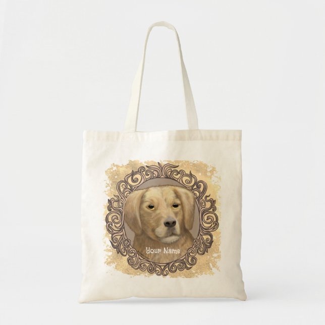 Tote Bag Golden Retriever Orné  (Devant)