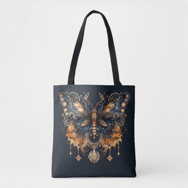 Tote Bag Golden Twilight Moth - Celestial Gothic Art (Devant)