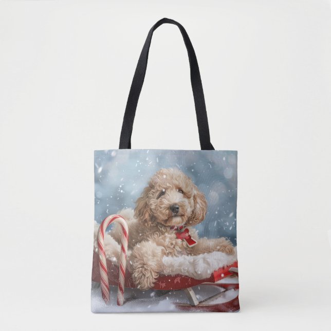 Tote Bag Goldendoodle Chien Festif de Noël (Devant)