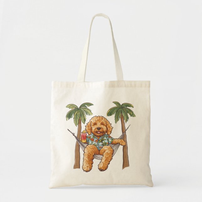 Tote Bag Goldendoodle Dog In Hawaiian Top (Devant)