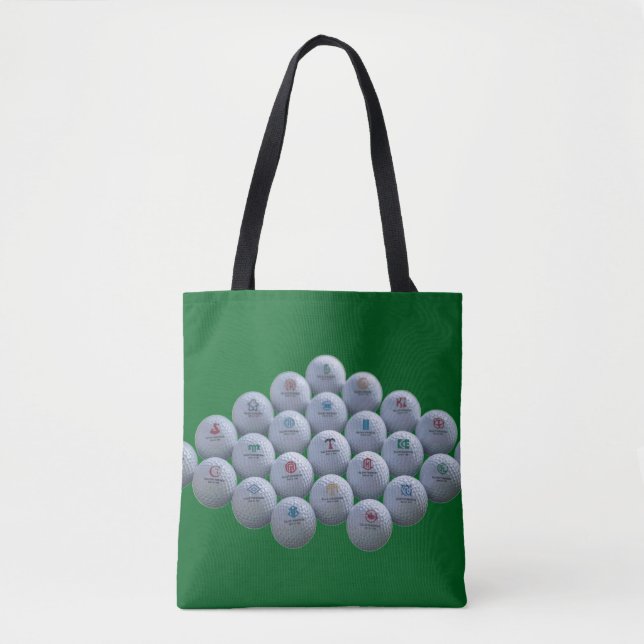 Tote Bag Golf Balls on a Green Background Are on a Shopping (Devant)