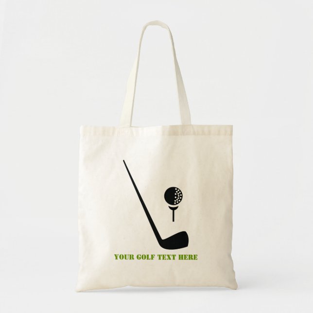 Tote Bag Golf club and ball black, green custom (Devant)